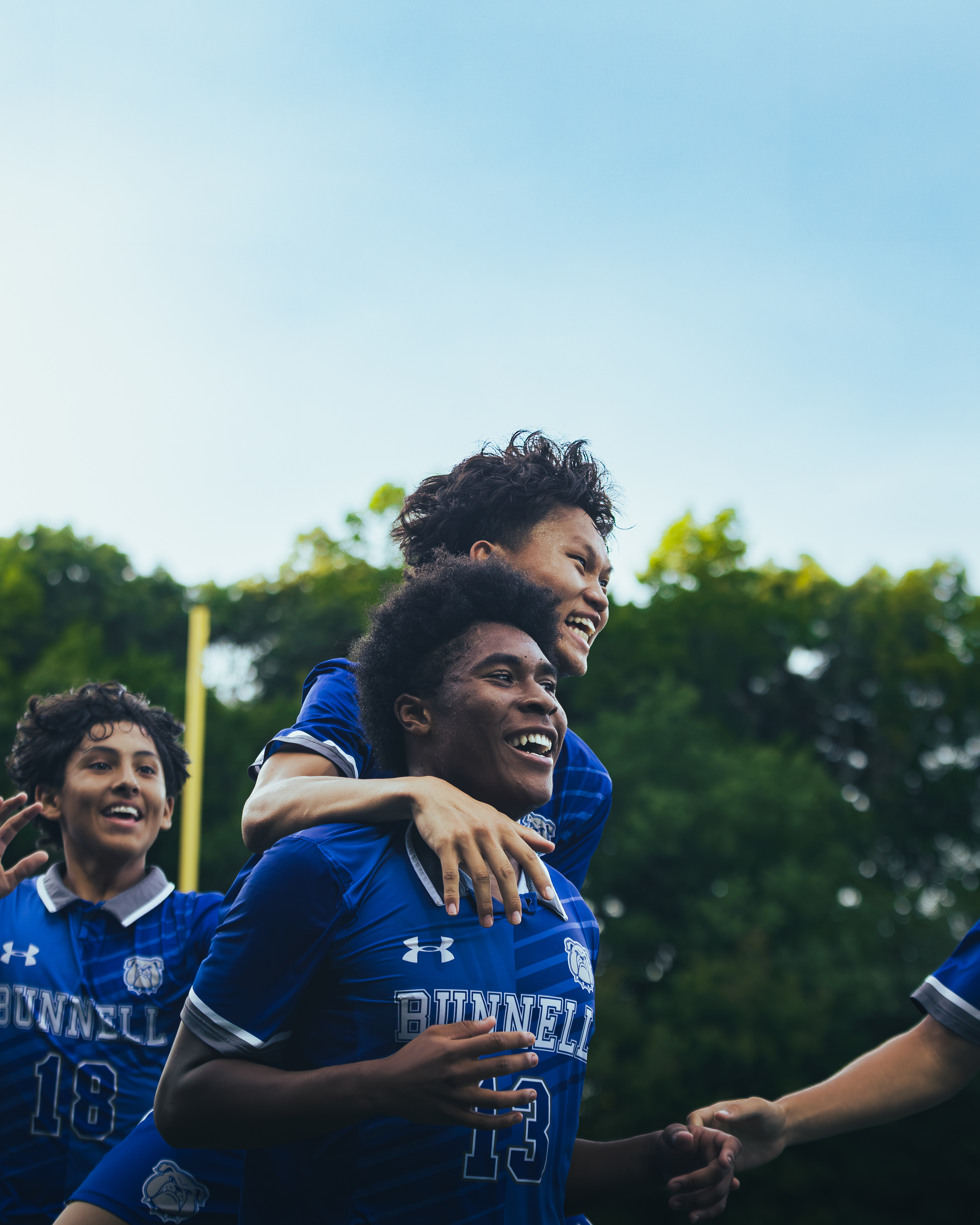 Teammates celebrating together after a match